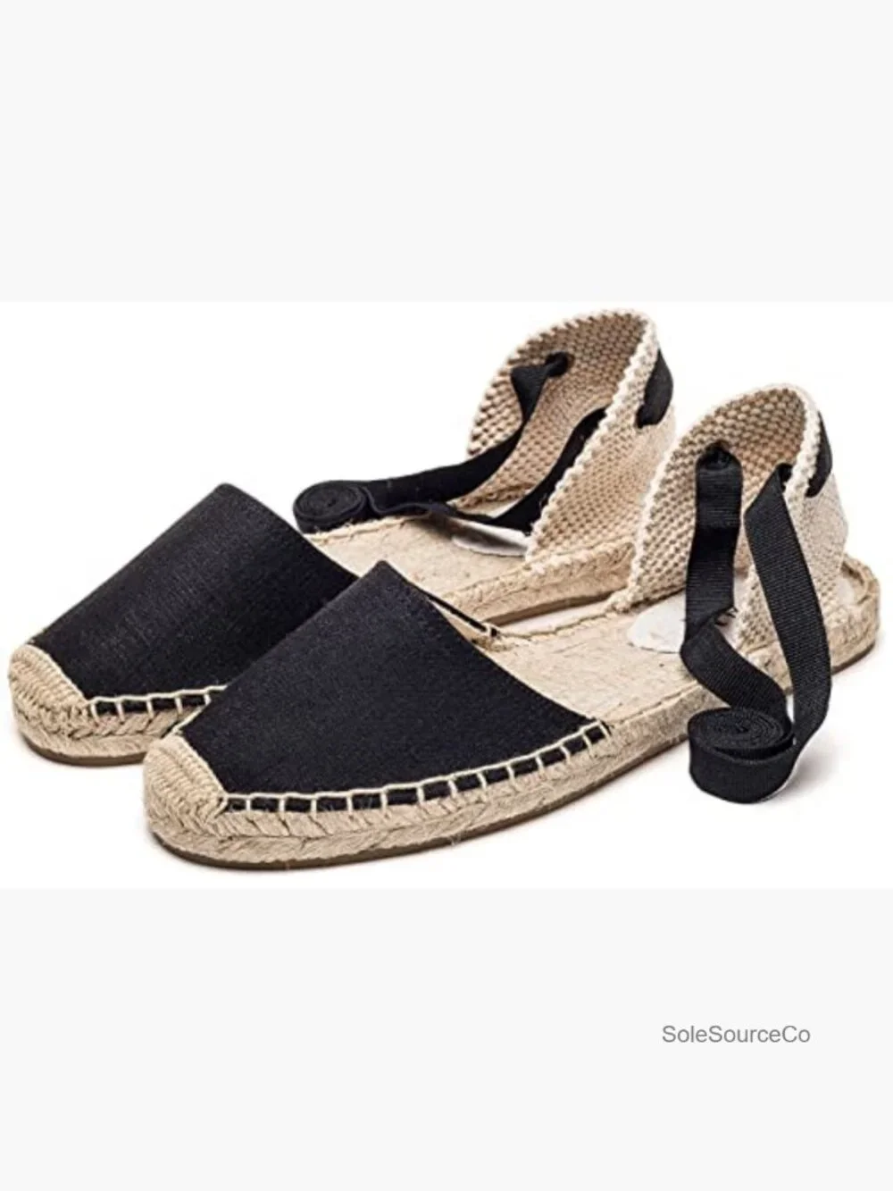 Women's Espadrille Flat Sandals Closed Toe Lace Up Ankle Wrap Summer Shoes